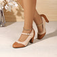 Women's Elegant PU Leather Chunky Heel Mary Jane Shoes