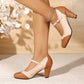 Women's Elegant PU Leather Chunky Heel Mary Jane Shoes