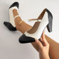 Women's Elegant PU Leather Chunky Heel Mary Jane Shoes