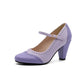 Women's Elegant PU Leather Chunky Heel Mary Jane Shoes