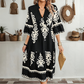 Printed V-Neck Casual Dress