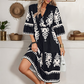 Printed V-Neck Casual Dress