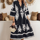 Printed V-Neck Casual Dress