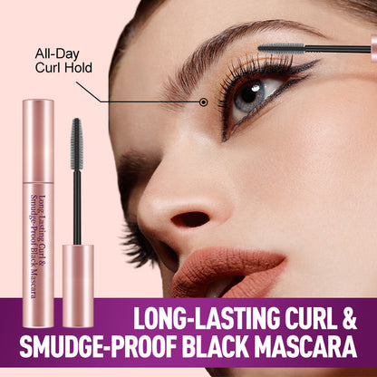 Long-Lasting Curl & Smudge-Proof Black Mascara