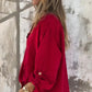 Women's Simple Loose-Fit Top with Rolled Sleeves