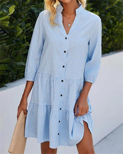 Casual High-Neck Shirt Dress for Women