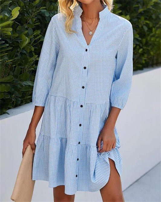 Casual High-Neck Shirt Dress for Women