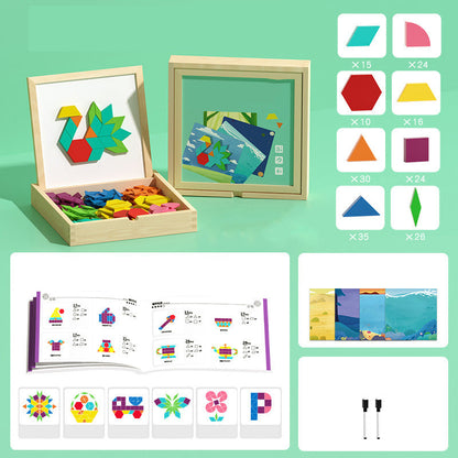 Wooden Magnetic Pattern Block Puzzle Set