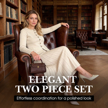 Elegant Pleated Skirt & Top Two-Piece Set