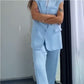 Women’s Stylish Sleeveless Blazer & High-Waisted Pants Set