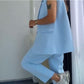 Women’s Stylish Sleeveless Blazer & High-Waisted Pants Set