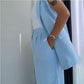 Women’s Stylish Sleeveless Blazer & High-Waisted Pants Set