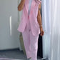 Women’s Stylish Sleeveless Blazer & High-Waisted Pants Set