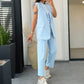 Women’s Stylish Sleeveless Blazer & High-Waisted Pants Set