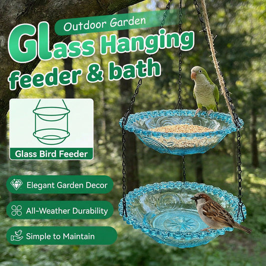 Vintage-Style Hanging Bird Feeder & Bath