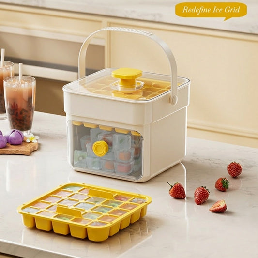 One-Press Ice Cube Tray with Storage Bin