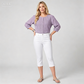 Women's Cropped Denim Pants & Embroidered Shirt Set