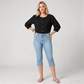 Women's Cropped Denim Pants & Embroidered Shirt Set