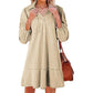 Women's V-Neck Denim Dress with Lantern Sleeve