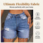 High-Stretch Ripped Denim Shorts