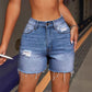 High-Stretch Ripped Denim Shorts