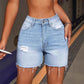 High-Stretch Ripped Denim Shorts