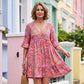 Women's Bohemian Floral Print V-Neck Loose Dress