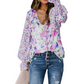 Women's Summer Floral Print V-Neck T-Shirt