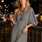 Women's One-Shoulder Striped Maxi Dress
