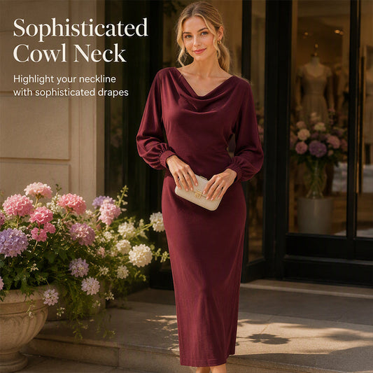 Women's Elegant Cowl Neck Dress