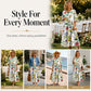 Women's Short Sleeve Printed Dress with Pockets
