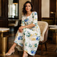 Women's Short Sleeve Printed Dress with Pockets