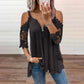 Women's Lace Cold Shoulder Top with Zipper