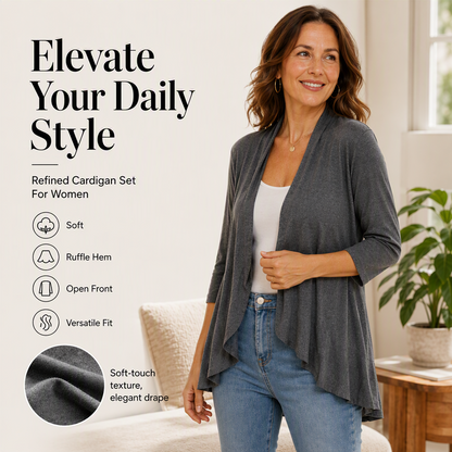 Women's 3/4 Sleeve Open Front Cardigan