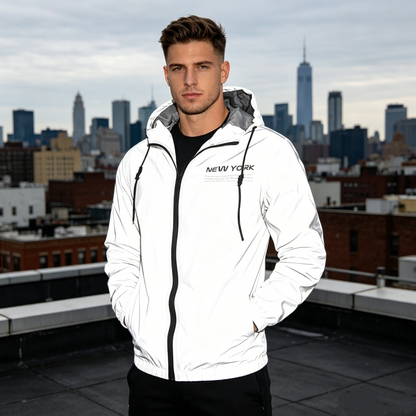 Men's Reflective Hooded Windbreaker Jacket