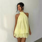 Women's Flowy Halter Drop-Waist Mini Dress