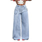 Women's Asymmetrical Waist Wide Leg Jeans