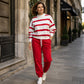 Women's Striped Sweatshirt & Jogger Pants Set