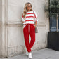Women's Striped Sweatshirt & Jogger Pants Set