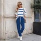 Women's Striped Sweatshirt & Jogger Pants Set