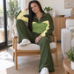 Women's Color-Block Zip-Front Top & Lounge Pants Set
