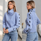 Women's Plus Size Long Sleeve Stand Collar Button Down Shirt for Casual Resort Wear