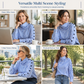 Women's Plus Size Long Sleeve Stand Collar Button Down Shirt for Casual Resort Wear