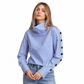 Women's Plus Size Long Sleeve Stand Collar Button Down Shirt for Casual Resort Wear