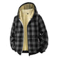 Men's Plaid Plush-Lined Zip-Up Hooded Jacket