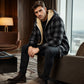 Men's Plaid Plush-Lined Zip-Up Hooded Jacket