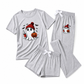 Womens Halloween Cartoon Pajama Set 3 Piece Loungewear with Short Sleeve Top Pants and Shorts