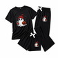 Womens Halloween Cartoon Pajama Set 3 Piece Loungewear with Short Sleeve Top Pants and Shorts