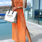 Deserted Island Crochet Knit Cross Back Cover Up Maxi Dress