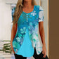 Women's Casual Floral Print Blouse - Short Sleeve & Round Neck